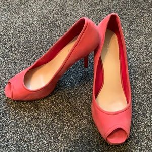 Nine West suede coral pink heels 9.5